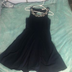 Women’s S Navy Blue Gem Neckline Dress